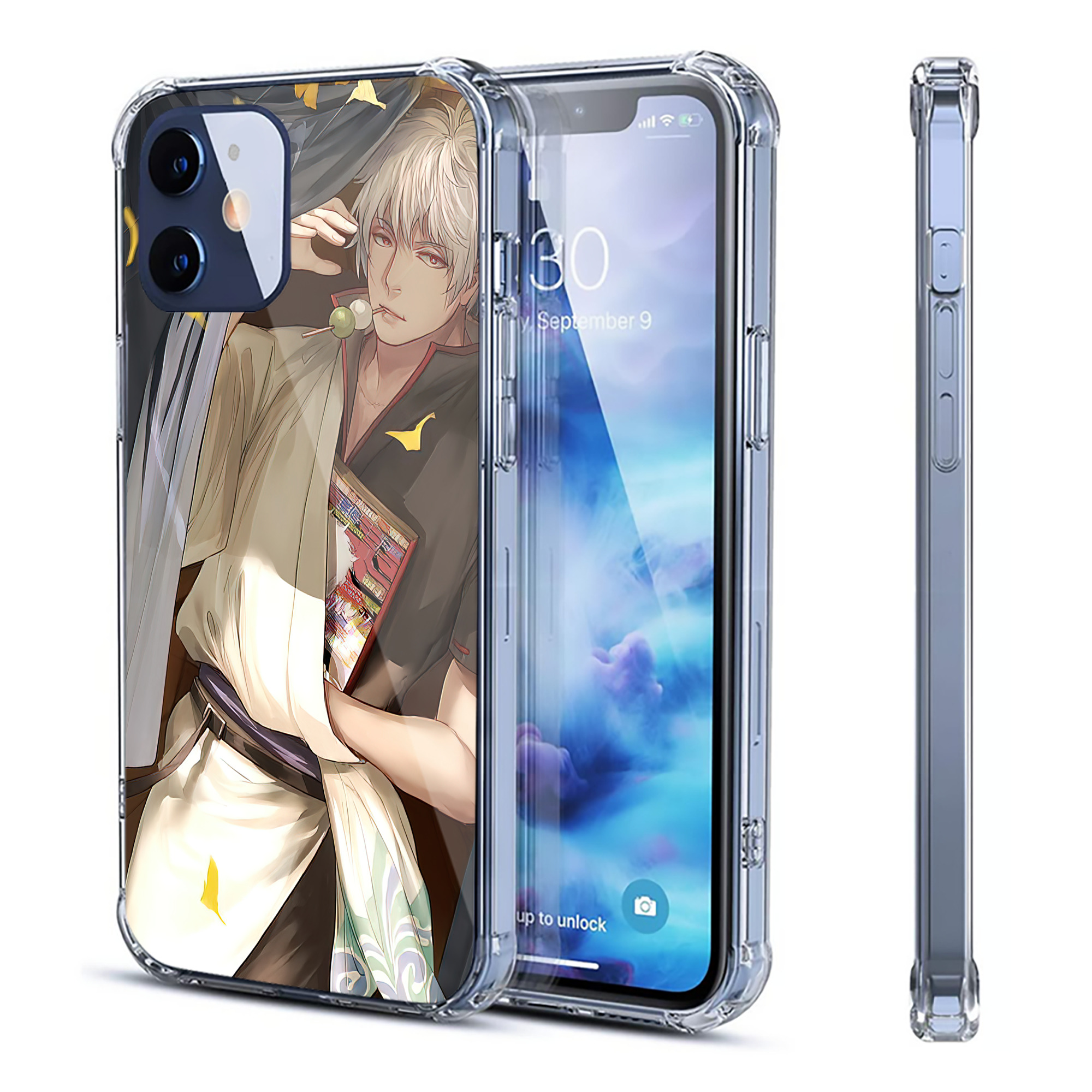 （画像用） ぎんたま 坂田銀時（さかたぎんとき） 神楽 志村新八（しむら しんぱち） GINTAMA Sakata Gintoki Kagura Shimura Shinpachi 【iPhone 12シリーズ対応】透明スマホケース（クリアソフトケース）